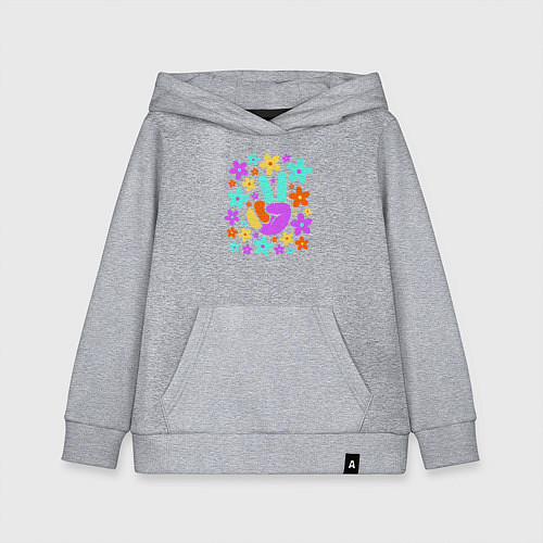 Детская толстовка-худи Flower peace / Меланж – фото 1