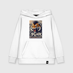 Толстовка детская хлопковая Cool tiger - punks not dead, цвет: белый