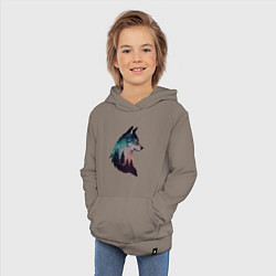 Толстовка детская хлопковая Волк силуэт, цвет: утренний латте — фото 2