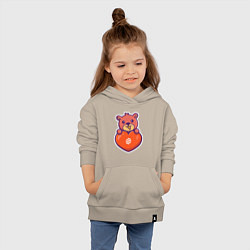 Толстовка детская хлопковая Медовый мишка с сердцем, цвет: миндальный — фото 2