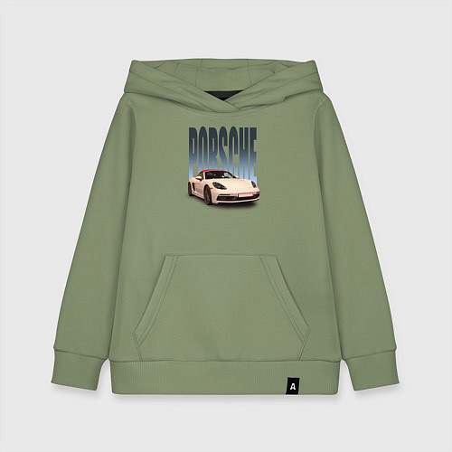 Детская толстовка-худи Porsche 911 Turbo винтажный немецкий автомобиль / Авокадо – фото 1
