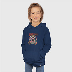 Толстовка детская хлопковая Мир и любовь арт, цвет: тёмно-синий — фото 2