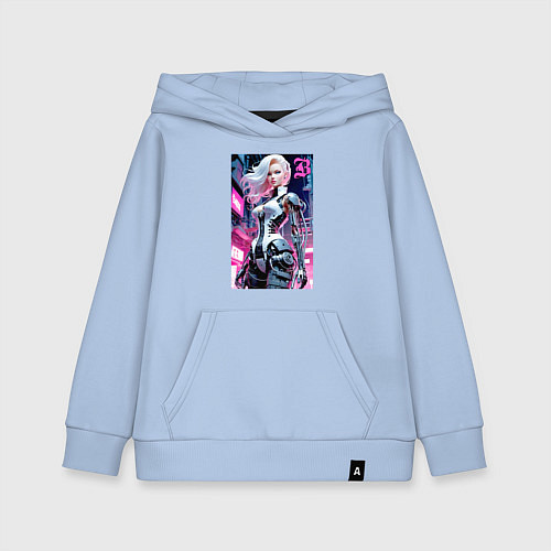 Детская толстовка-худи Pretty Barbie blond - cyberpunk ai art / Мягкое небо – фото 1