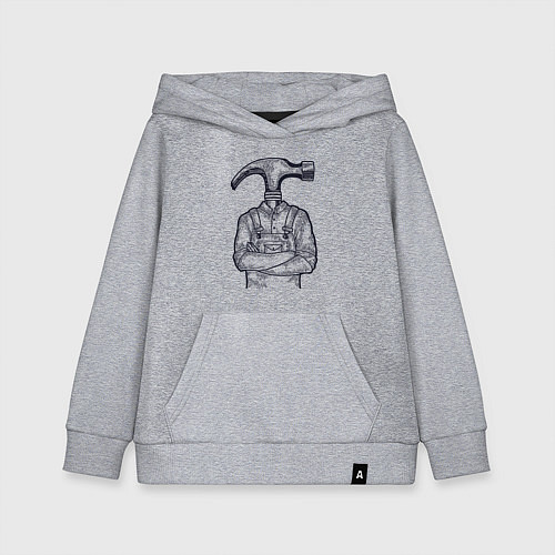 Детская толстовка-худи Человек молоток / Меланж – фото 1