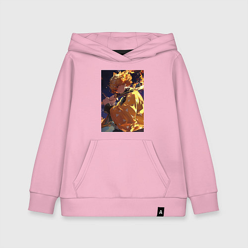 Детская толстовка-худи Клинок, рассекающий демонов Дзэнъицу Агацума охотн / Светло-розовый – фото 1
