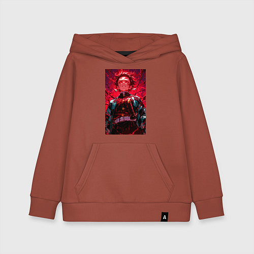 Детская толстовка-худи Клинок, рассекающий демонов Тандзиро Камадо охотни / Кирпичный – фото 1