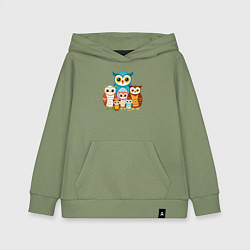 Толстовка детская хлопковая Семья сов, цвет: авокадо