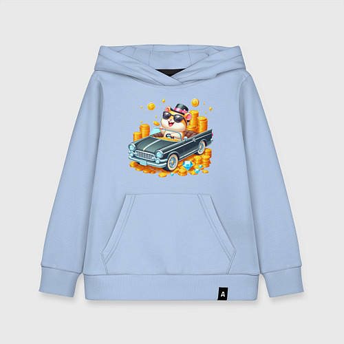 Детская толстовка-худи Хомяк миллионер на автомобиле / Мягкое небо – фото 1
