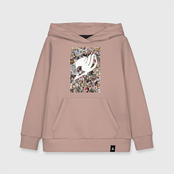 Толстовка детская хлопковая Хвост Феи Нацу Драгнил Эрза Скарлет коллаж, цвет: пыльно-розовый