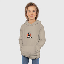 Толстовка детская хлопковая Кунгфу панда По с бамбуковой палкой, цвет: миндальный — фото 2