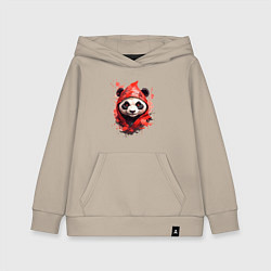 Толстовка детская хлопковая Модная панда в красном капюшоне, цвет: миндальный