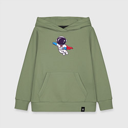 Толстовка детская хлопковая Супер космонавт, цвет: авокадо