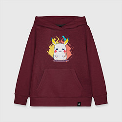 Толстовка детская хлопковая Белый Пикачу, цвет: меланж-бордовый