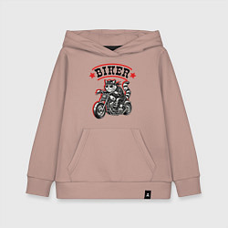 Толстовка детская хлопковая Мото - кот байкер, цвет: пыльно-розовый