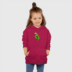 Толстовка детская хлопковая Зеленый попугай, цвет: маджента — фото 2