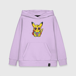 Толстовка детская хлопковая Пикачу треснутый зомби, цвет: лаванда