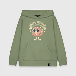 Толстовка детская хлопковая Мозги - это круто, цвет: авокадо