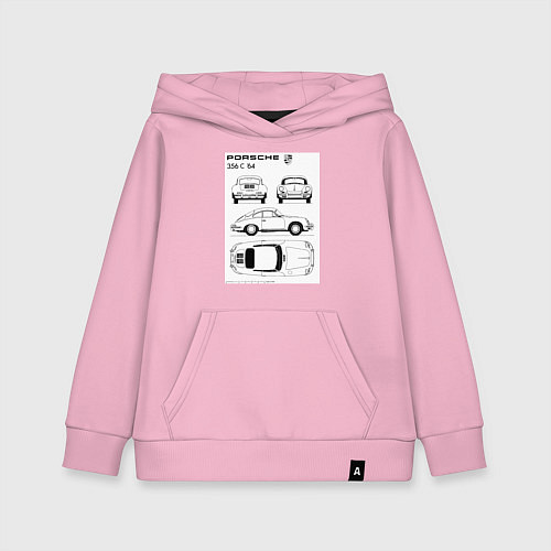 Детская толстовка-худи Машина Porsche / Светло-розовый – фото 1