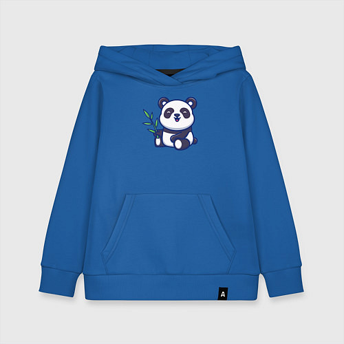 Детская толстовка-худи Панда с веточкой / Синий – фото 1
