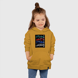 Толстовка детская хлопковая JDM автомобили, цвет: горчичный — фото 2