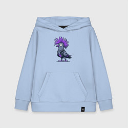 Толстовка детская хлопковая Мультяшный голубь панк с ирокезом, цвет: мягкое небо