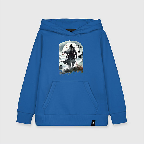 Детская толстовка-худи Призрак Цусимы - Японский самурай / Синий – фото 1