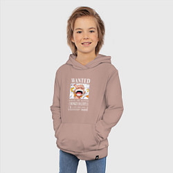 Толстовка детская хлопковая Monkey D Luffy - wanted, цвет: пыльно-розовый — фото 2