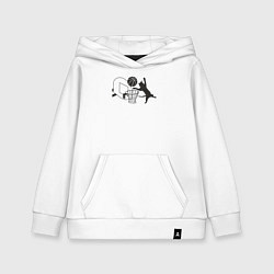 Толстовка детская хлопковая Баскетбольный кот, цвет: белый