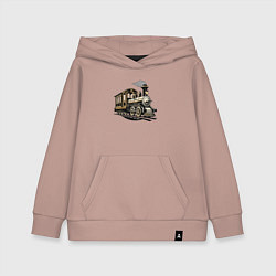 Толстовка детская хлопковая Винтажный поезд 19 века, цвет: пыльно-розовый
