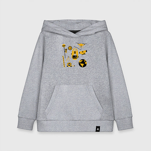 Детская толстовка-худи Геодезист атрибуты / Меланж – фото 1