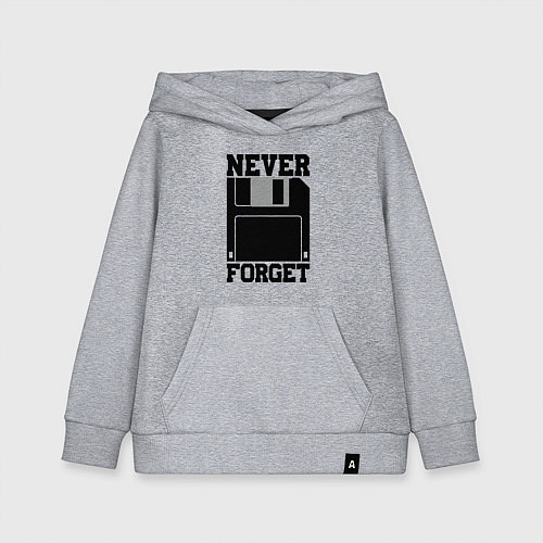 Детская толстовка-худи Дискета - никогда не забуду - ретро диск / Меланж – фото 1