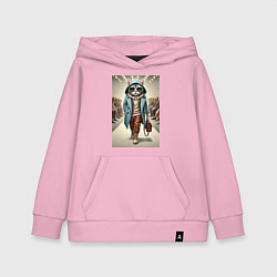 Толстовка детская хлопковая Модный кот в очках на дефиле животных, цвет: светло-розовый