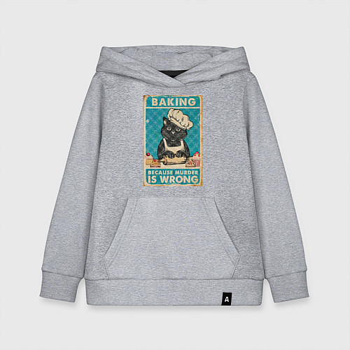 Детская толстовка-худи Кот пекарь / Меланж – фото 1