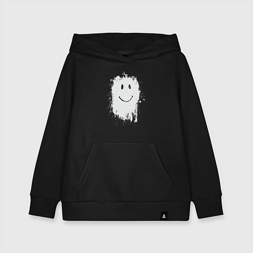 Детская толстовка-худи Стекающий смайлик / Черный – фото 1