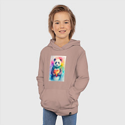 Толстовка детская хлопковая Нежная панда с сердцем в лапках, цвет: пыльно-розовый — фото 2