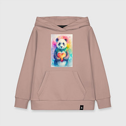 Толстовка детская хлопковая Нежная панда с сердцем в лапках, цвет: пыльно-розовый