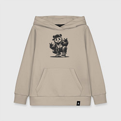 Толстовка детская хлопковая Панда хип-хоп, цвет: миндальный