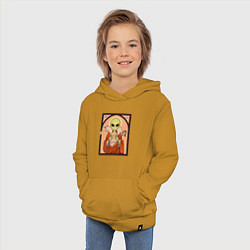 Толстовка детская хлопковая Пришелец и кот-единорог, цвет: горчичный — фото 2
