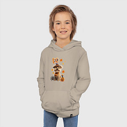 Толстовка детская хлопковая Собака в костюме хеллоуин, цвет: миндальный — фото 2