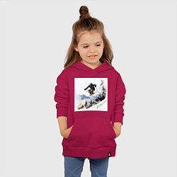 Толстовка детская хлопковая Лыжник на склоне, цвет: маджента — фото 2