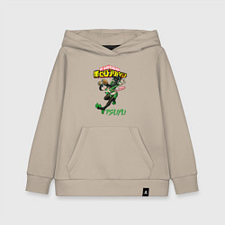 Толстовка детская хлопковая Моя геройская академия лягушка Цую Асуи, цвет: миндальный