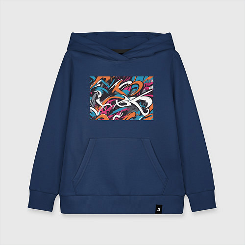 Детская толстовка-худи Граффити абстракция / Тёмно-синий – фото 1