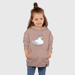 Толстовка детская хлопковая Милая уточка гусь с цветочком на голове, цвет: пыльно-розовый — фото 2