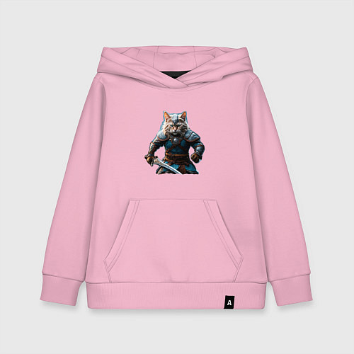 Детская толстовка-худи Кот викинг / Светло-розовый – фото 1