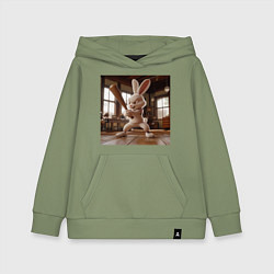 Толстовка детская хлопковая Заяц и бейсбол, цвет: авокадо