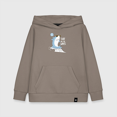Детская толстовка-худи Акула на волнах / Утренний латте – фото 1
