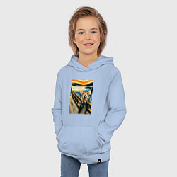 Толстовка детская хлопковая Мышка кричит на картине Эдварда Мунка - мем искусс, цвет: мягкое небо — фото 2