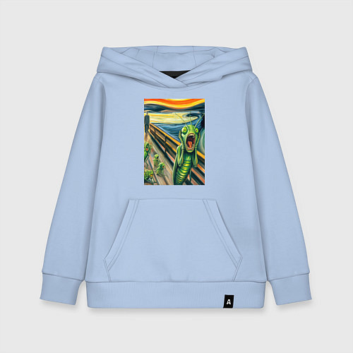 Детская толстовка-худи Кузнечик кричит на картине Эдварда Мунка - мем иск / Мягкое небо – фото 1