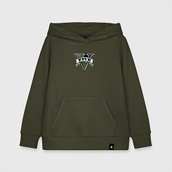 Толстовка детская хлопковая Grand Theft Auto V logo, цвет: хаки