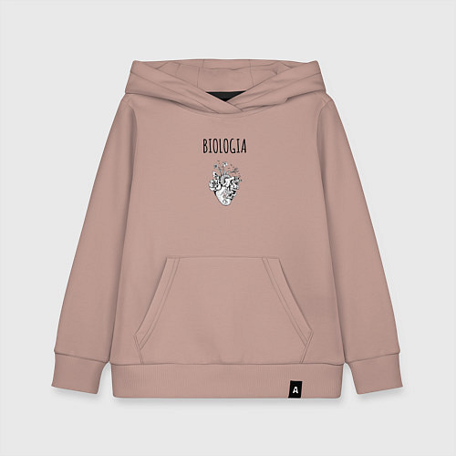 Детская толстовка-худи Биология пока бьётся сердце / Пыльно-розовый – фото 1